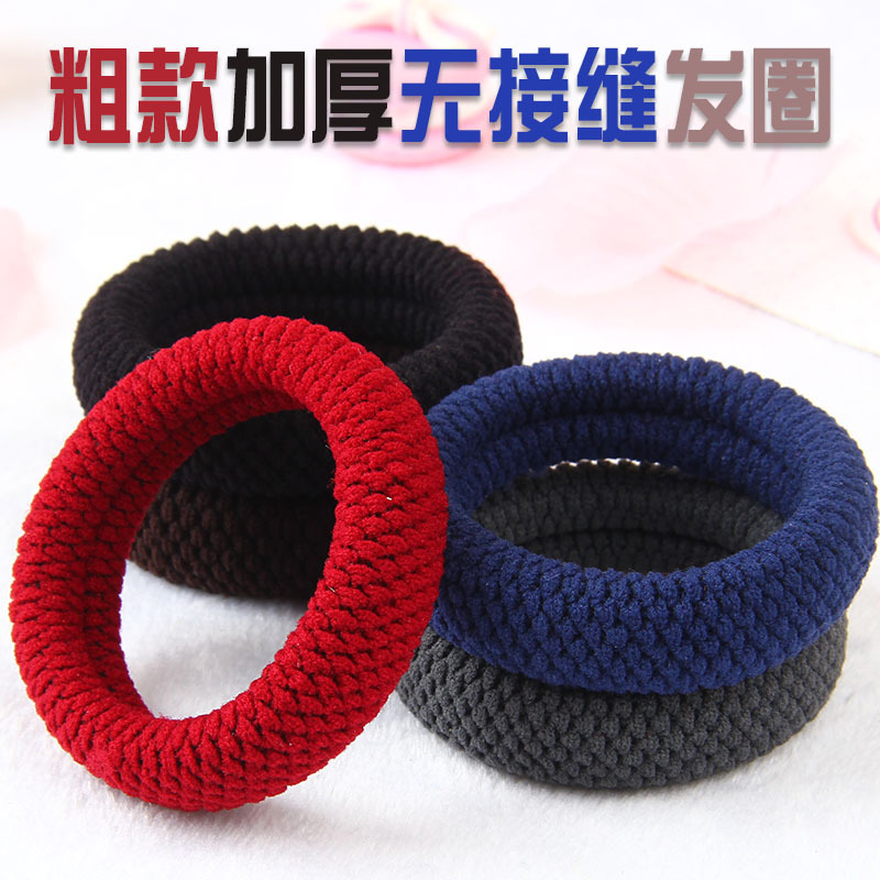 High-elasticity seamless hair bands for girls, widened and thickened hair ties, simple hair ties for adults, fresh and durable leather cases