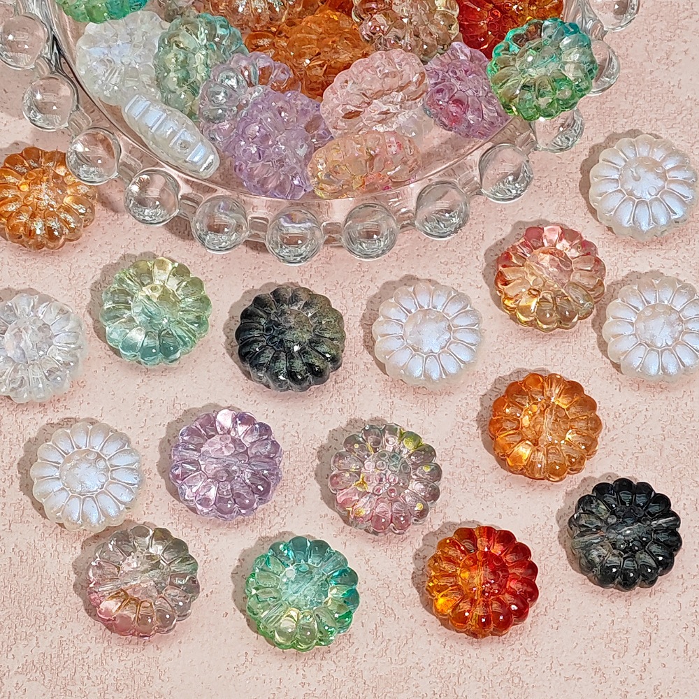 diy handcrafted glass sunflower straight-hole sunflower accessories, hairpins, bracelets, necklaces, beaded material jewelry full image