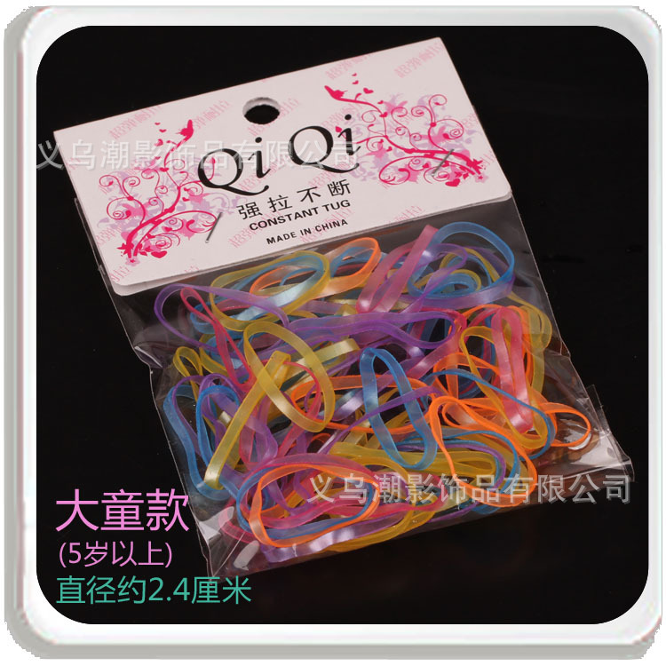 Korean mini strong-pull, candy-colored disposable children's hair ties for girls, 2-yuan store supply Application Scenario