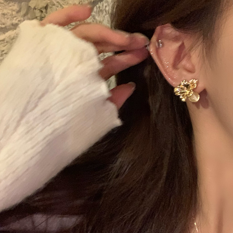 法式独特不规则猫眼石花朵耳钉女秋冬新款轻奢气质高级感时尚耳环 Specification image