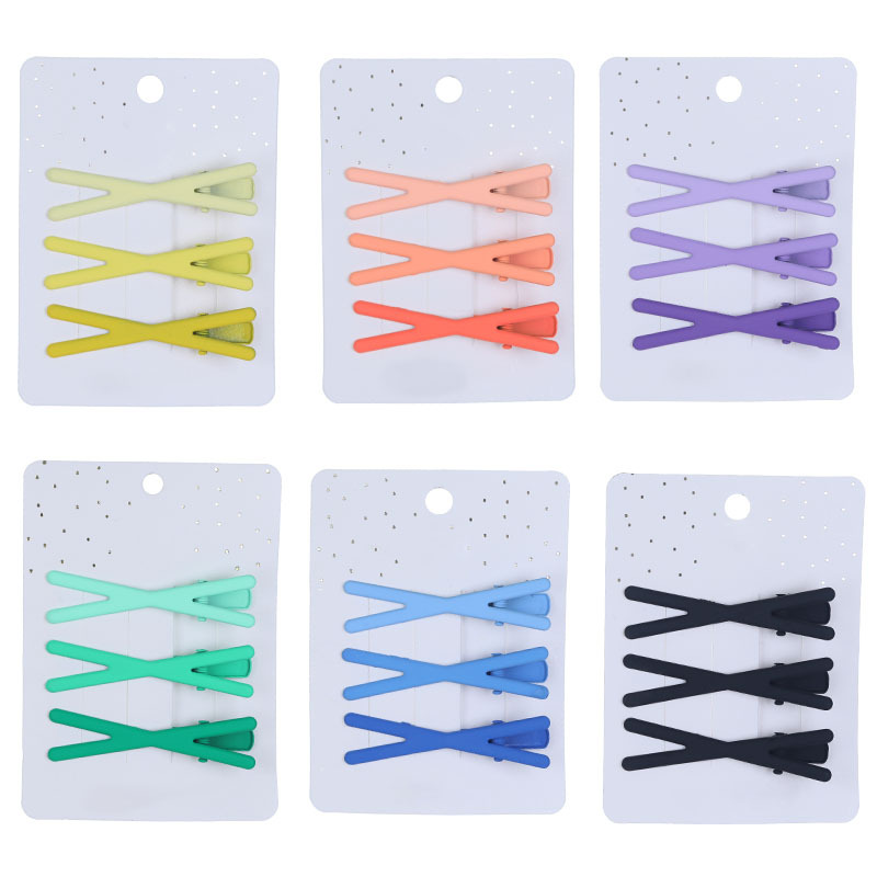 Korean sweet girl-style gradient cross hairpins, bangs clips, broken hairpins, cute ins side clips, candy-colored cards details Picture