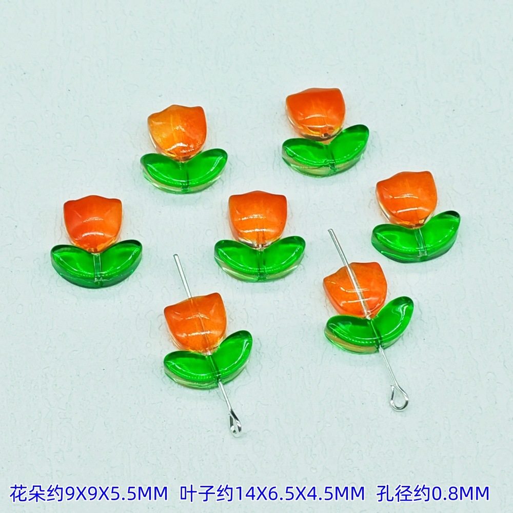 Jelly powder gradient glass, tulip petal beaded material, DIY handmade bracelet, earrings, accessories, hairpins undefined