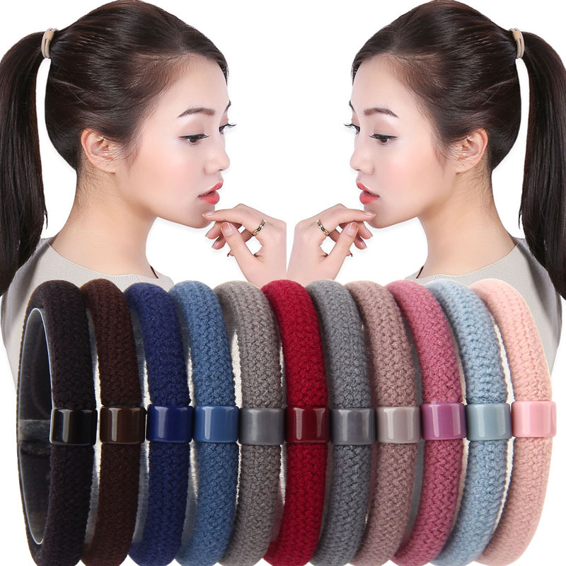 Korean solid-color hair accessory boutique: Basic style of hair ties and rubber bands with high-elasticity student hair bands as the base for spring and summer headwear full image