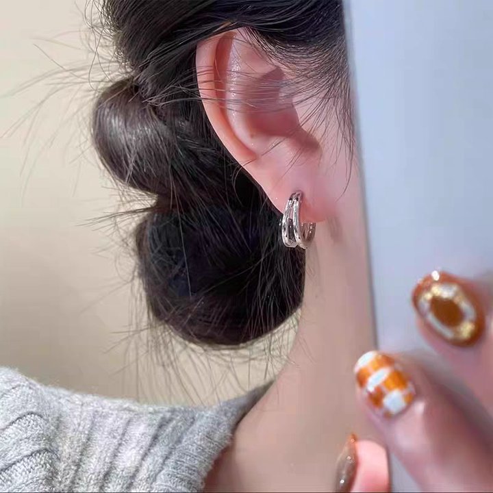 Silver exquisite ear buckles, light luxury and high-end earrings, women's niche design, fashionable, simple and versatile, elegant earrings with silver needles Specification image