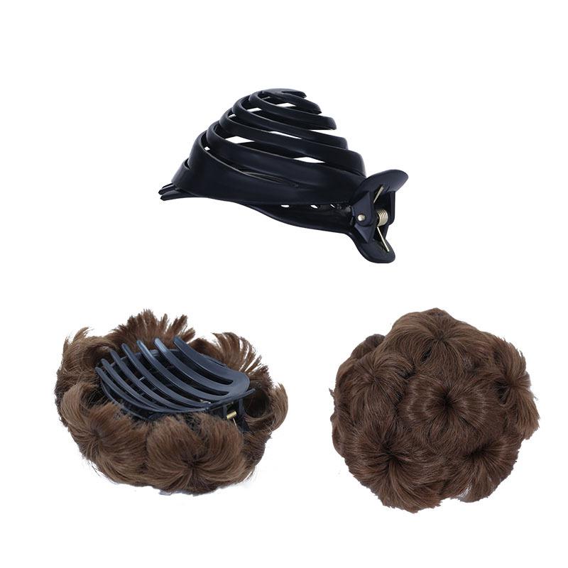 Ladies' snail horizontal hairpin accessories, portable threaded black wig, PP material, small mushroom grab clip, turtle clip full image