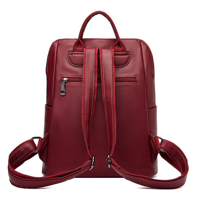 Fashion backpack for women 2024 New large-capacity trendy spliced women's backpack, Hong Kong-style soft leather bag Application Scenario