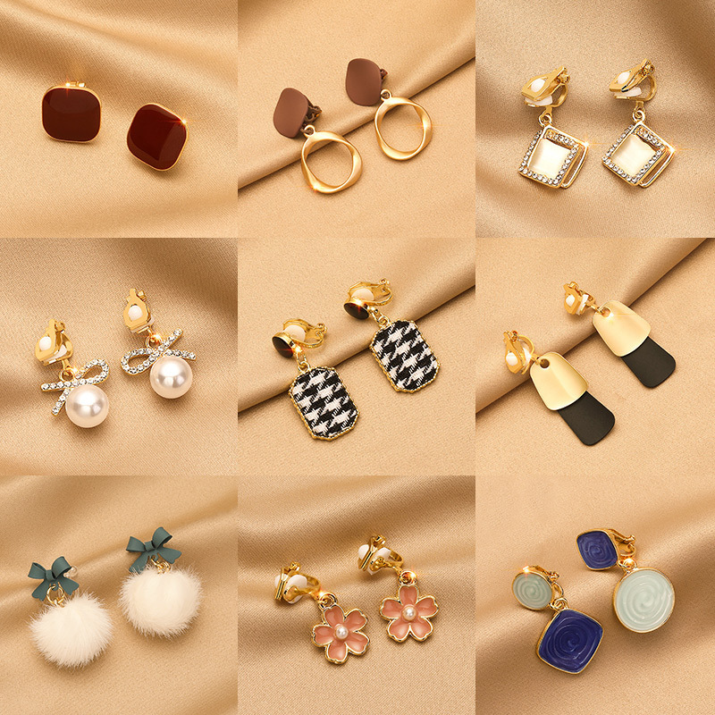 Retro ear clips without ear holes, high-end earrings, women's niche and versatile Korean-style earrings, pearl ear clips and earrings