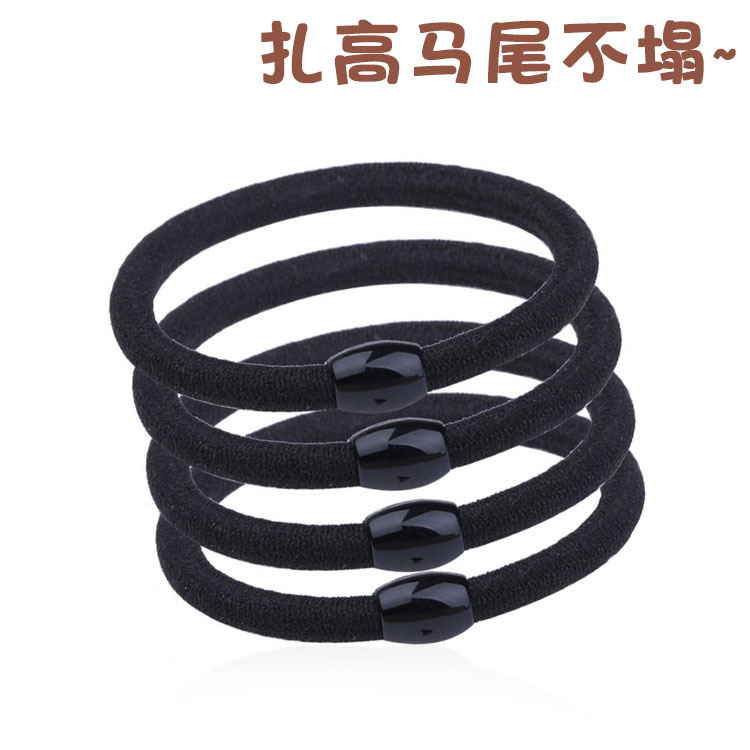 Han Guo bi's self-kept basic solid color black is versatile. It can be used for tying hair in a ponytail bun, hair loops, hair ties and leather bands Specification image