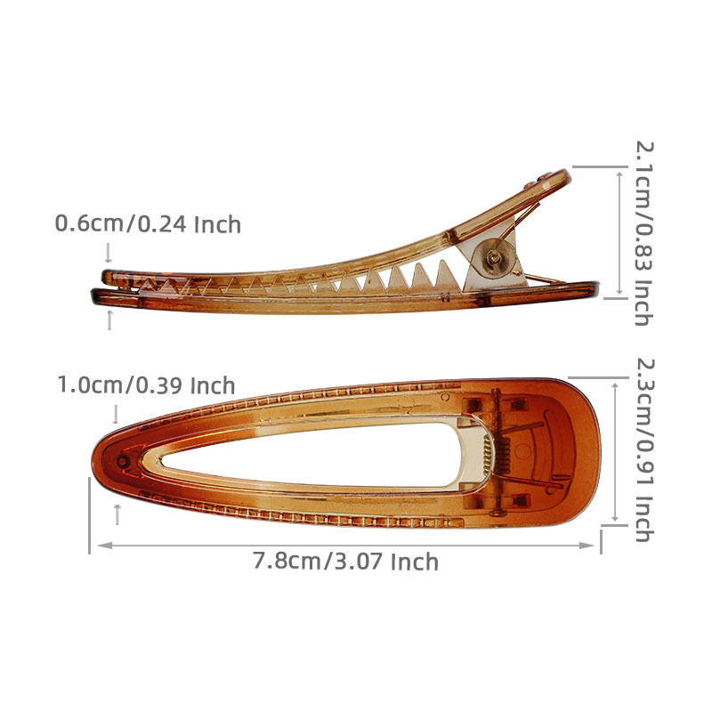 8 cm transparent hollowed-out teardrop hair clip, a new trendy bangs side duckbill clip diy accessory for women Application Scenario