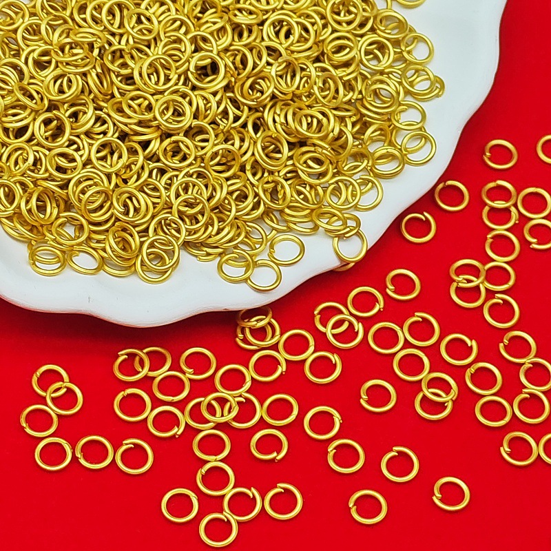 Color-preserving matte gold ancient method sand gold open ring necklace bracelet connection closed ring handmade diy accessory clasp