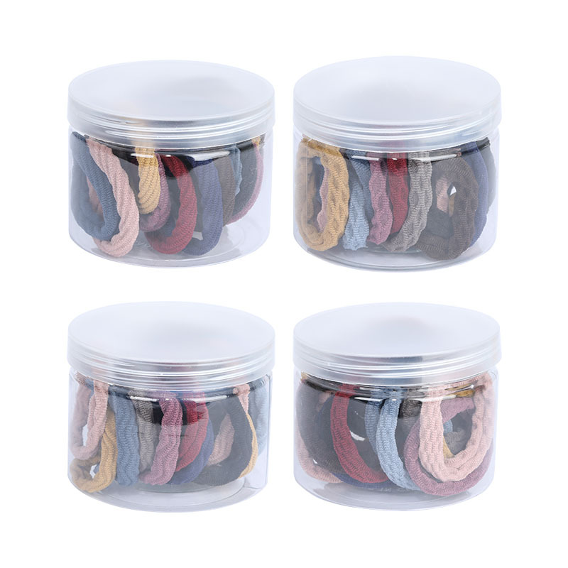 Wholesale of 20 thick, high-elasticity jacquard towel bands and seamless hair ties for girls in a box from South Korea full image