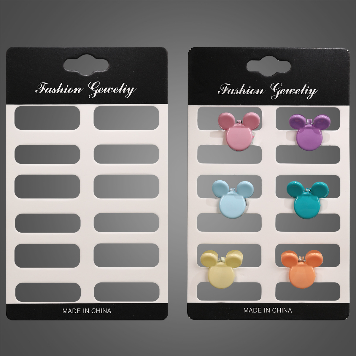 Extended multi-hole grab card paper children's hair clip set, tag card, long back plate, six-slot card full image