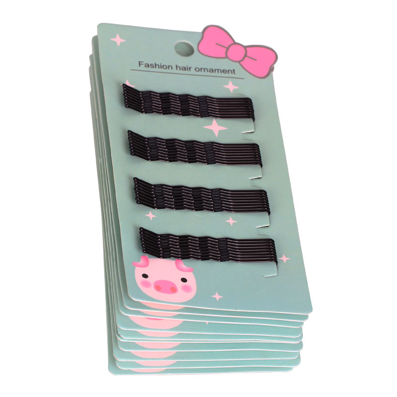 Black steel wire hair clips, hair accessories, Korean style with flowing paint, 5cm, 6cm one-piece clips, small hair clips for girls' broken hair, 2 yuan store Item Picture