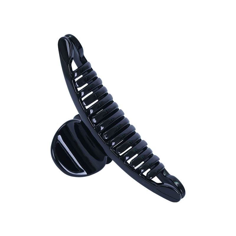 11.5 cm PC large plastic grab clip, DIY hair accessory material, black one-line moon-shaped hair clip details Picture