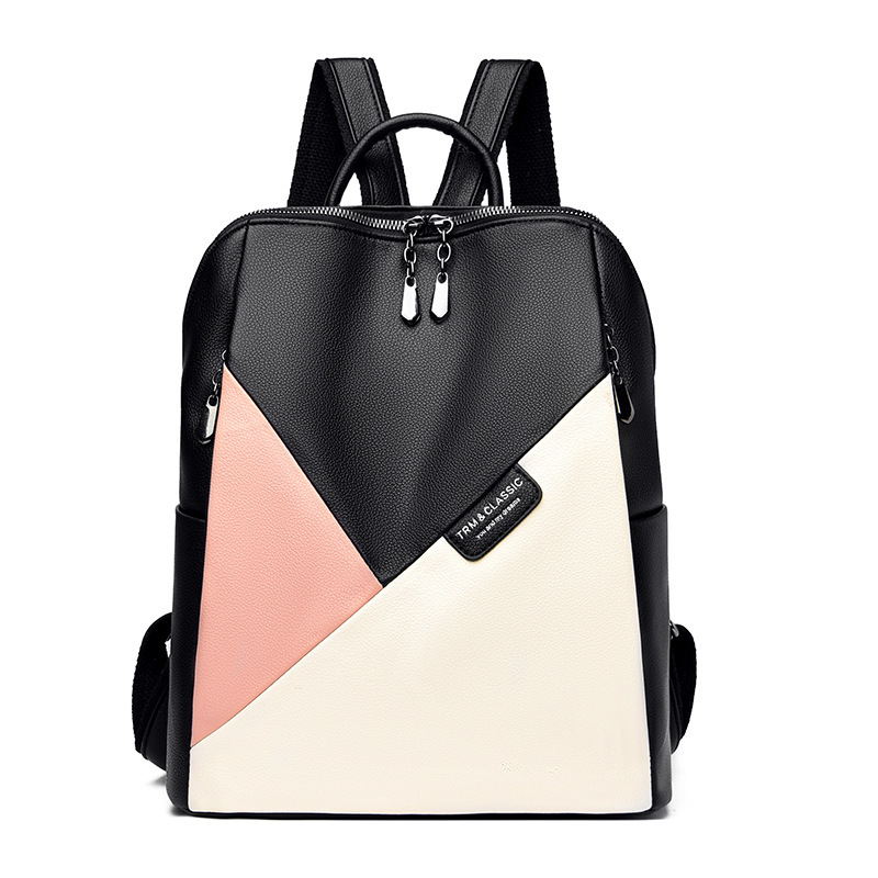 Fashion backpack for women 2024 New large-capacity trendy spliced women's backpack, Hong Kong-style soft leather bag undefined