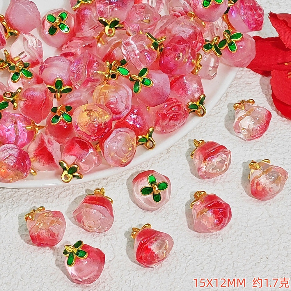 New crystal peach pendant, peach drip slip accessory, bracelet, bracelet, diy jewelry accessory, pendant material undefined