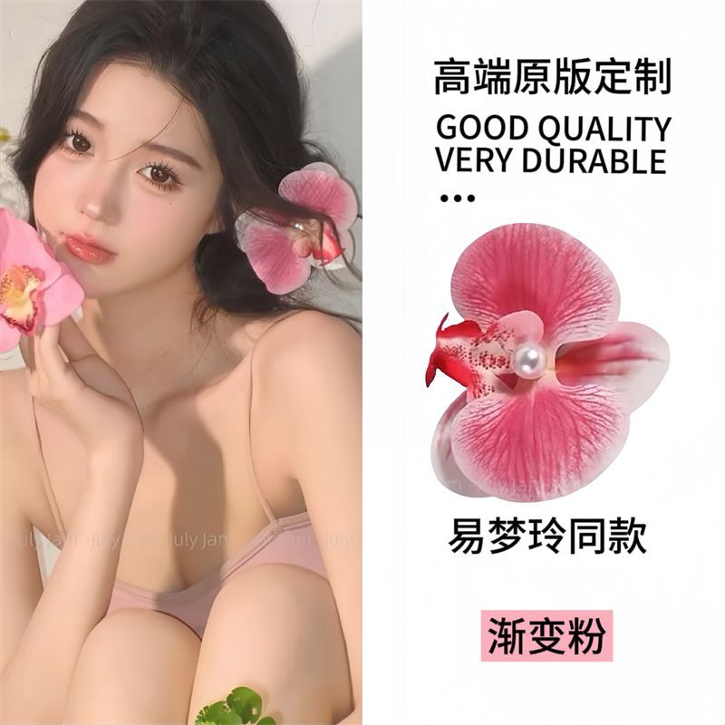 White Moonlight Organza Camellia Hairpin for Women, side bangs clip, seaside photo atmosphere hairpin, duckbill clip undefined