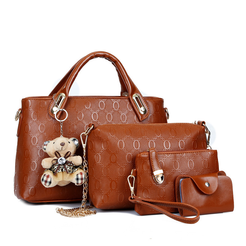 Women's bag 2023 European and American four-piece set mother-and-child bag Large capacity single-shoulder hand-carry crossbody bag manufacturer wholesale embossed design undefined