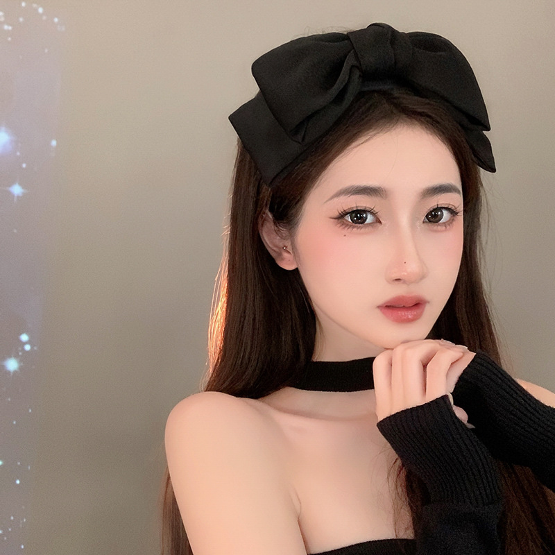 高级感黑色蝴蝶结发箍女2026年新款网红洗脸发带简约百搭外出头箍 undefined