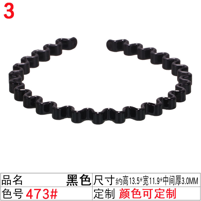 Cross-border best-selling wavy head buckle plastic 8MM wide hair clip for women instant noodle hair band 2 yuan store hair accessory supply batch undefined