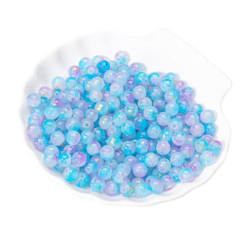 Wholesale of 8/10mm white jade material ink-wash Chinese ancient-style jewelry accessories, gold-sprinkled scattered beads and stringing materials Item Picture