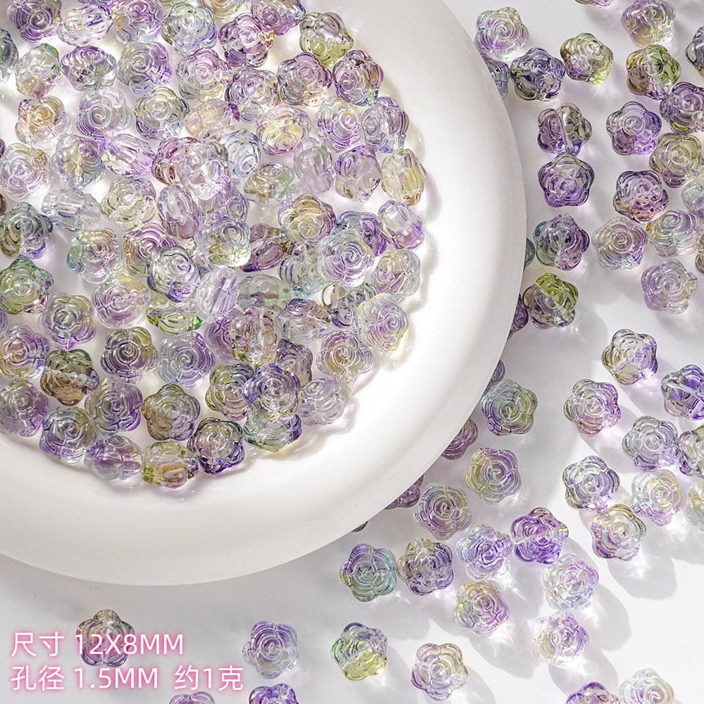Wholesale of new glass rose, pointed flower, handcrafted beaded DIY bracelets, necklaces, hairpins, accessories and materials undefined