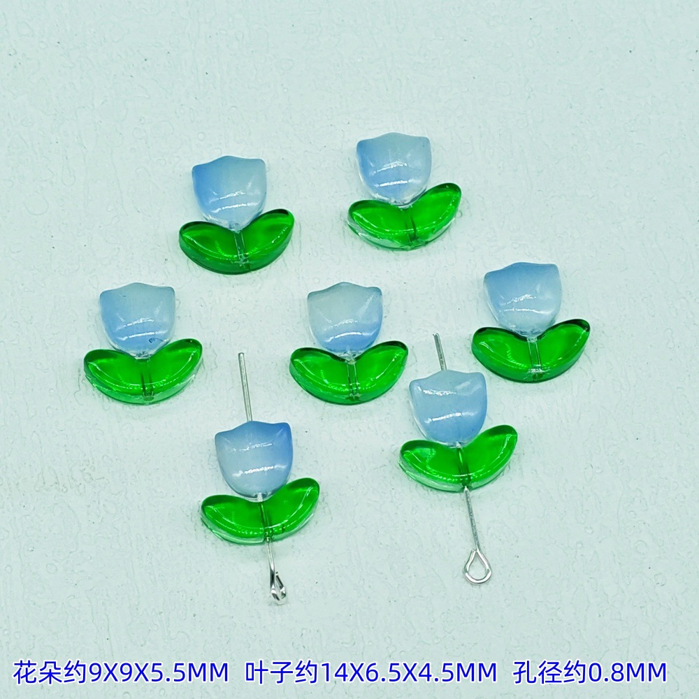 Jelly powder gradient glass, tulip petal beaded material, DIY handmade bracelet, earrings, accessories, hairpins undefined