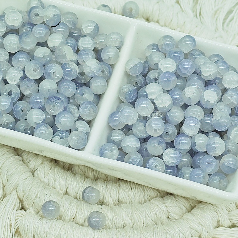 6mm jade broken glass beads, new ice-cracked beads, fresh and sweet diy accessories, fashionable scattered beads bracelet, small round beads undefined
