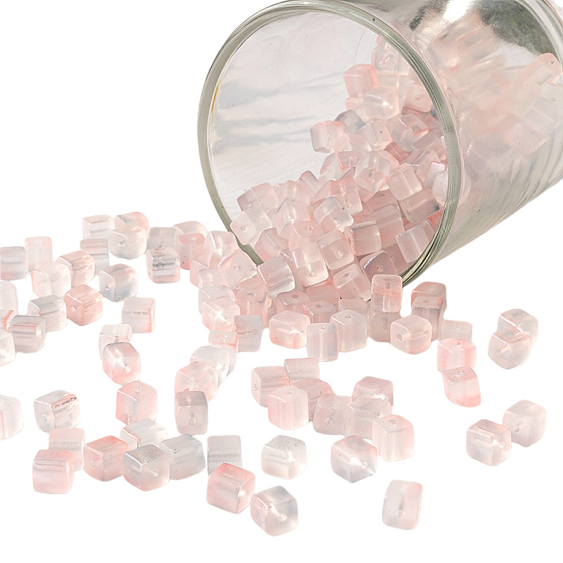 Factory wholesale of 7mm square crystal loose beads of frosted glass sugar for diy handcrafted beaded bracelet materials Item Picture
