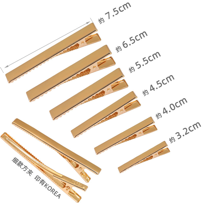 Square duckbill clips, diy hair clips, material wholesale, jewelry accessories, gold and silver pigment clips, handcrafted hair clips, square clips, pressing clips full image