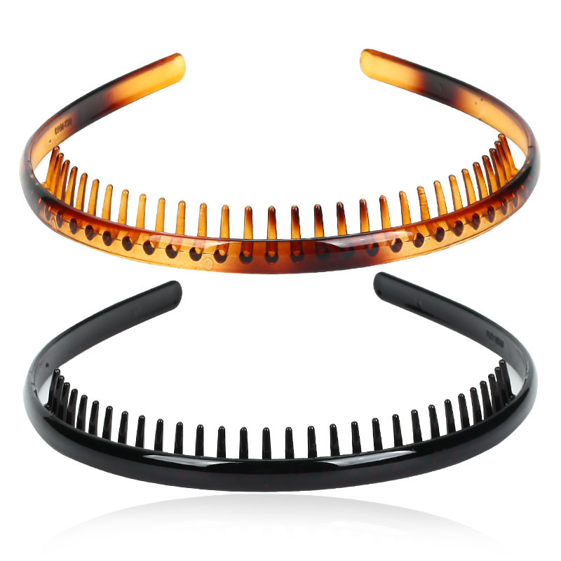 Korean version simple anti-slip adult comb headband, girls' face wash headband, new autumn and winter product, black coffee hair press full image