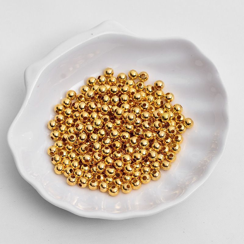 Wholesale of color-preserving metal spacer beads, loose beads, gold-plated beads, handcrafted diy beads, material accessories, large-hole straight-hole round beads Specification image
