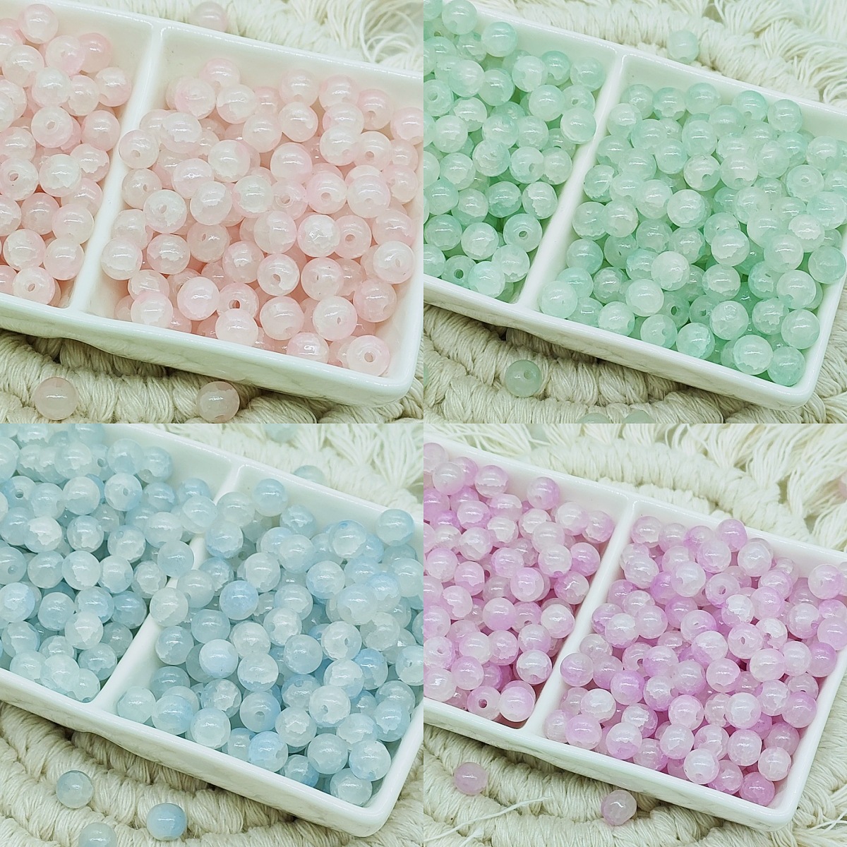 6mm jade broken glass beads, new ice-cracked beads, fresh and sweet diy accessories, fashionable scattered beads bracelet, small round beads Specification image
