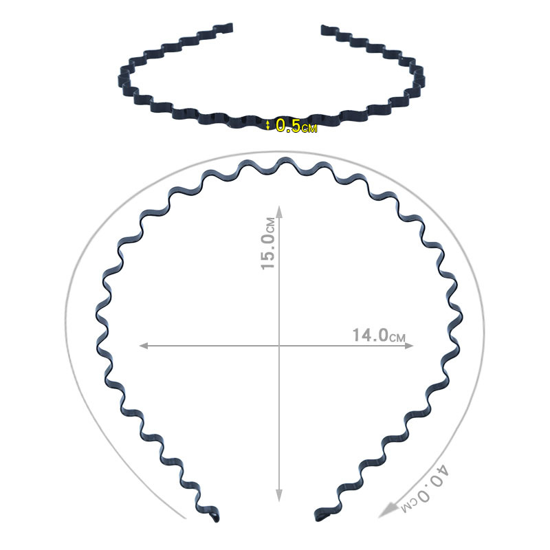 Black wavy iron headbands for men and women from Japan and South Korea, 5mm wide steel wire spring headbands, 2-yuan store supply at night market Application Scenario