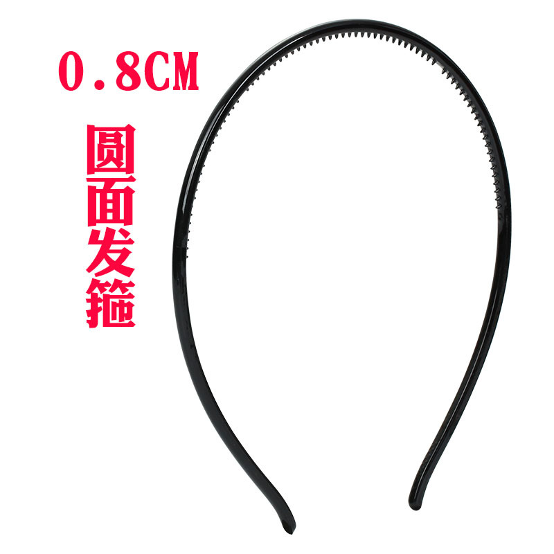 0.8CM wide round black spray-painted hair band, face wash band with teeth, twist rod, balloon head buckle, DIY plastic hair clip wholesale full image