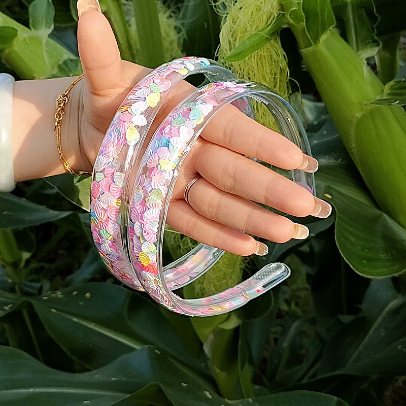 Sequined flowing sand transparent headband, children's headband wholesale new toothed anti-slip hair pressure girls' accessory hair accessory undefined
