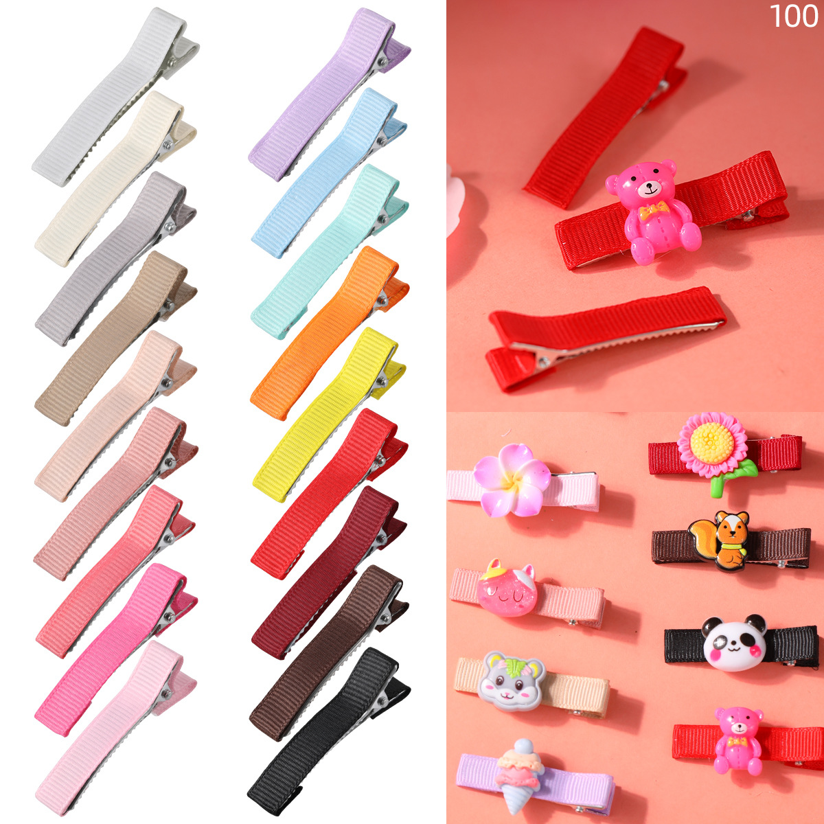 5cm half-pack double fork duckbill clip, straight clip, threaded patch, color full pack diy hair clip headwear accessory full image