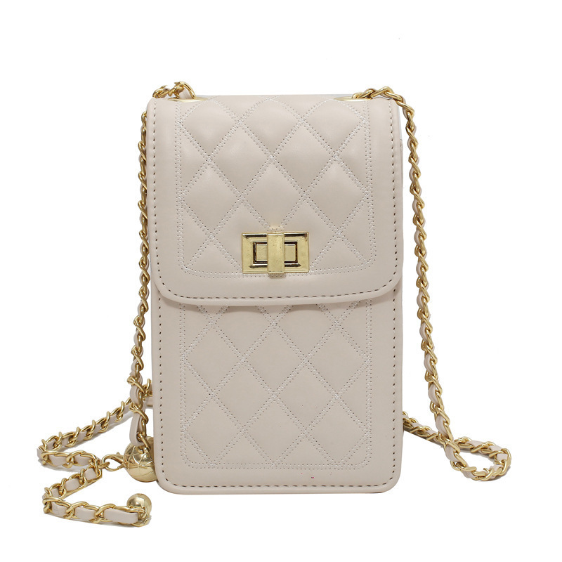 New 2023 women's bag crossbody single-shoulder bag, Korean-style fashionable little Chanel diamond-shaped chain mobile phone bag for export Item Picture