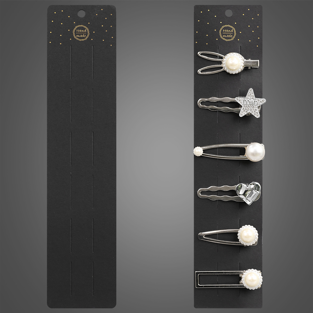 Black and simple card paper for hair clips, can be hung with square card tags, paper headwear and hair accessories, in-stock labels, high-end cards full image