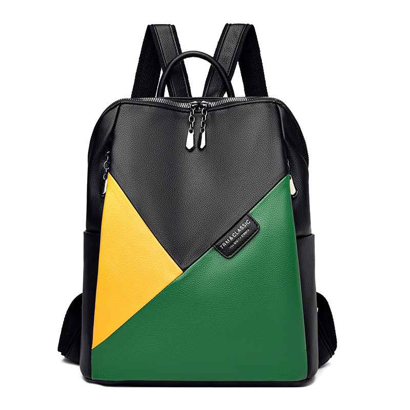 Fashion backpack for women 2024 New large-capacity trendy spliced women's backpack, Hong Kong-style soft leather bag undefined