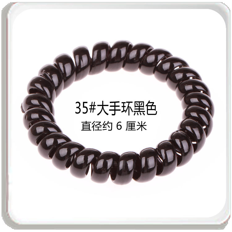 Black telephone line hair tie, large, medium and small sizes, Korean seamless, shiny, high-elastic hair tie, high ponytail hair band for women undefined