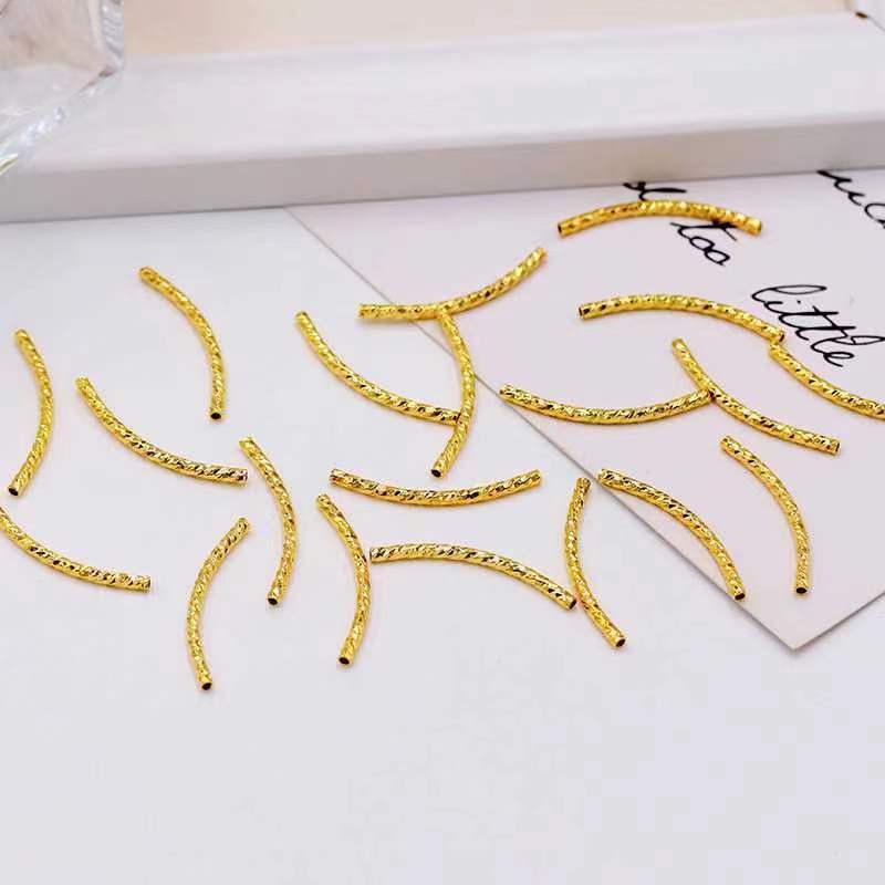 Wholesale of diy bracelet, necklace and jewelry accessories with copper electroplated gold color retention elbow, cut surface and threaded twist connection pipe details Picture