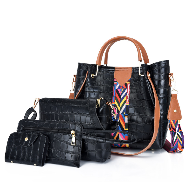 2022 Colorful Ribbon Korean Style Fashion Four-piece Set Women's handbag, hand-held bag, shoulder crossbody bag, new trendy ethnic style bag Application Scenario