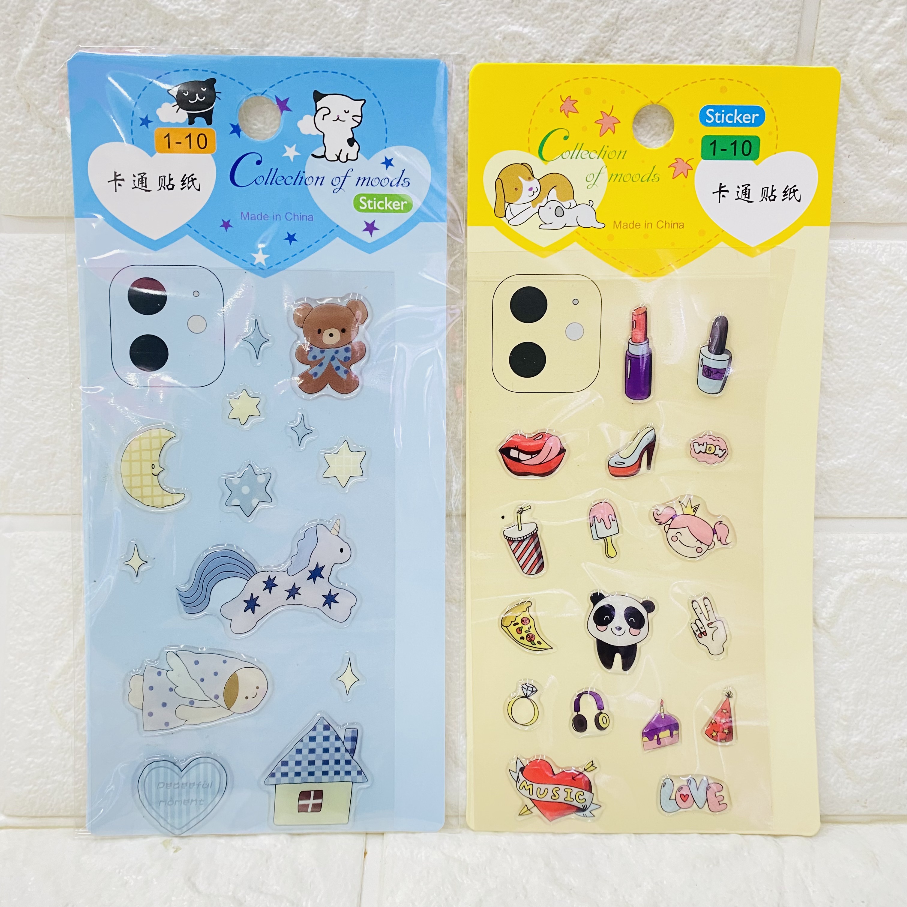 Cartoon crystal resin stickers for puppies, cats and mobile phones, cute crystal resin diy decorative planner stickers Item Picture