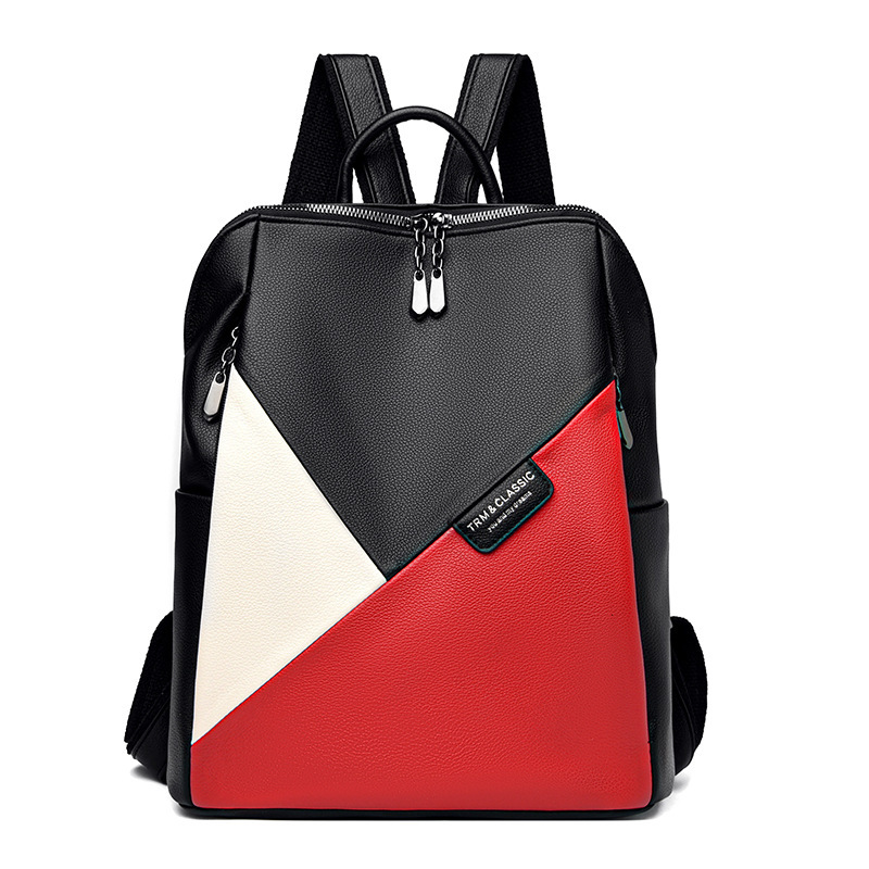 Fashion backpack for women 2024 New large-capacity trendy spliced women's backpack, Hong Kong-style soft leather bag undefined