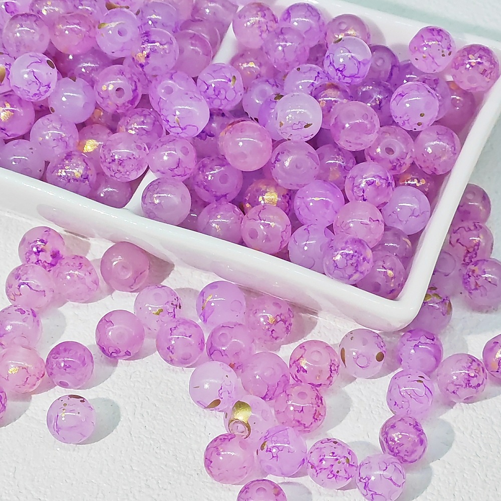 8/10mm glass beads, white jade material, ink-wash Chinese-style jewelry accessory beads, gold-sprinkled scattered beads, stringing material undefined