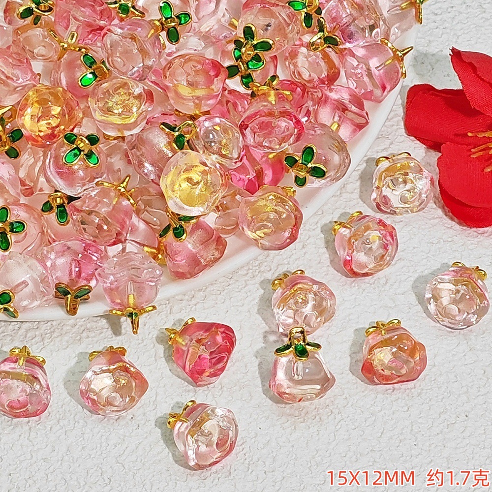 New crystal peach pendant, peach drip slip accessory, bracelet, bracelet, diy jewelry accessory, pendant material undefined
