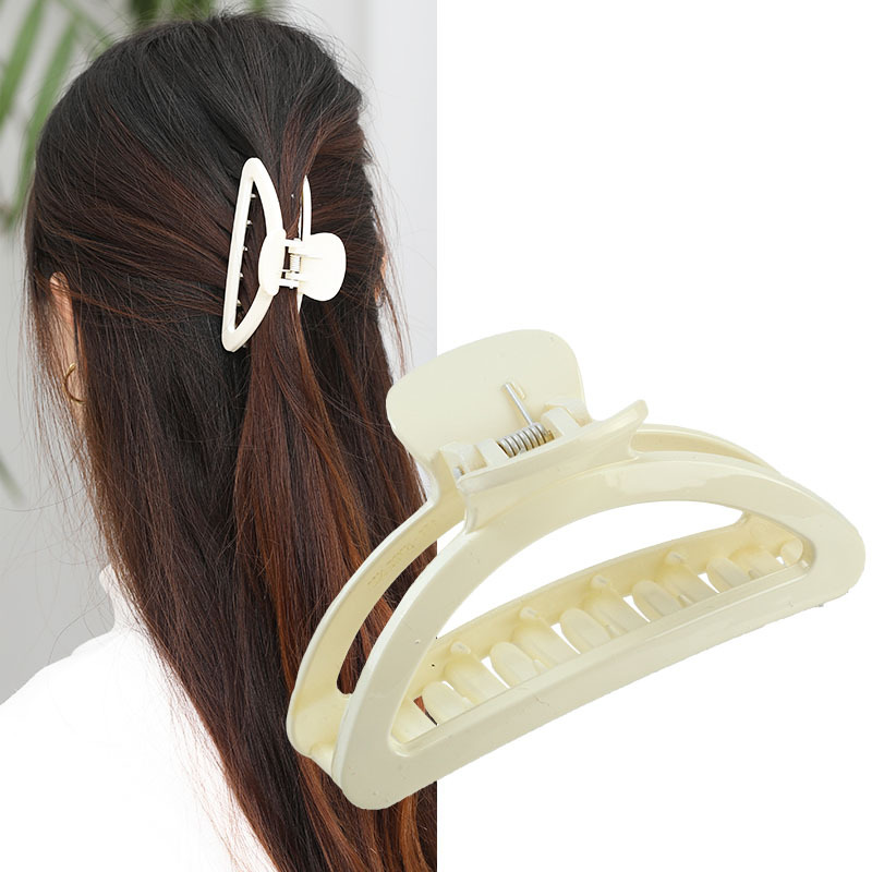New PC material boutique hair clip, Instagram French semi-round grab clip, elegant geometric large back head shark clip Specification image