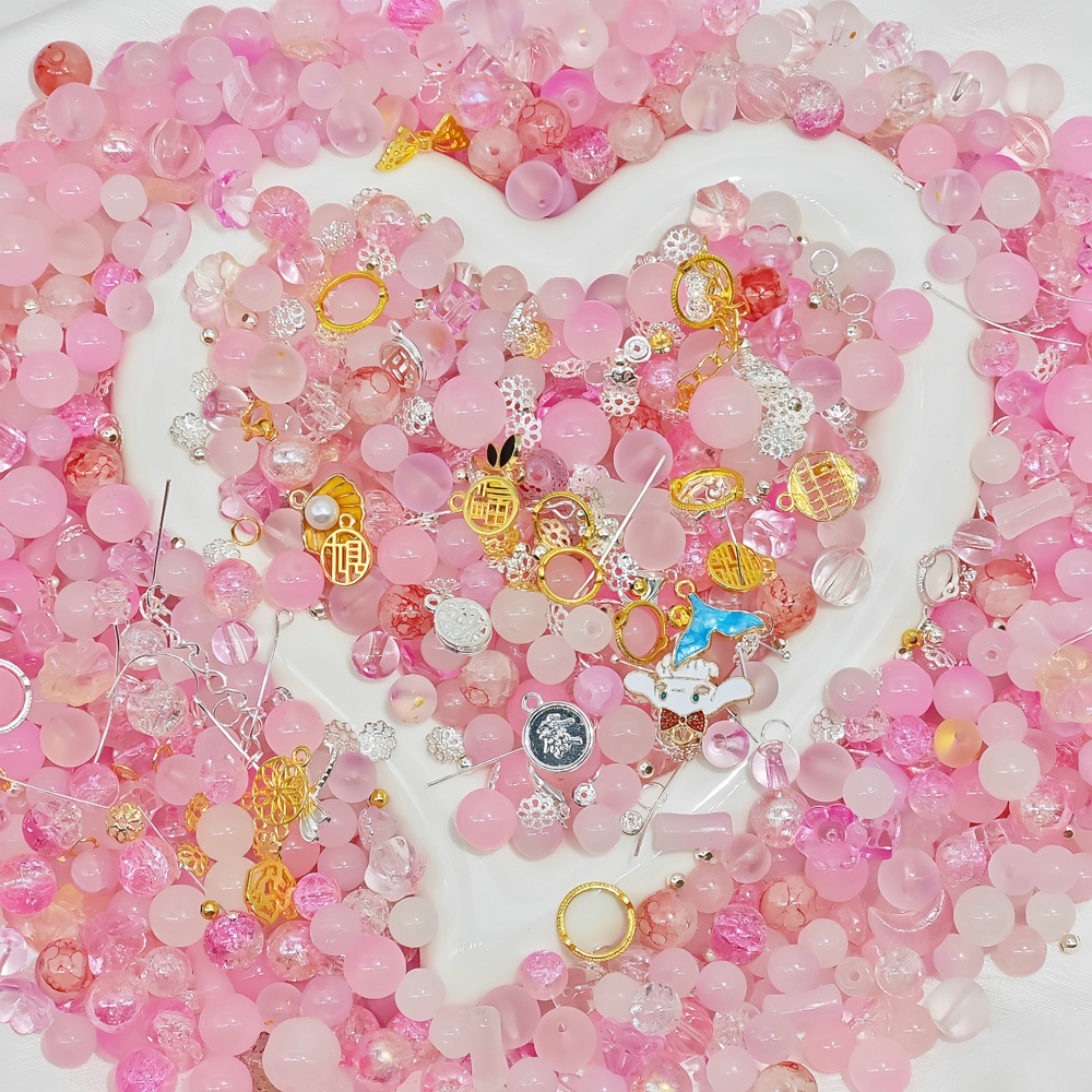 Weigh the scattered beads by jin (4-10MM), mixed color glazed beads, peach blossoms, starry sea, purple Qi Coming from the East, mixed beads Application Scenario