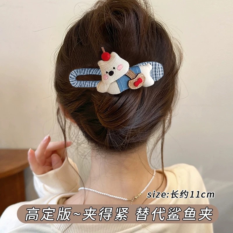 Plush red apple hair clips, large duckbill clips at the back of a woman's head, updo bangs clips, cute hair accessories wholesale undefined